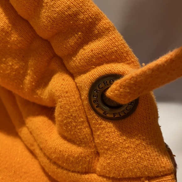 Abercrombie & Fitch Orange Peach Thick Hoodie with sewn on brand name in white S - Picture 5 of 16